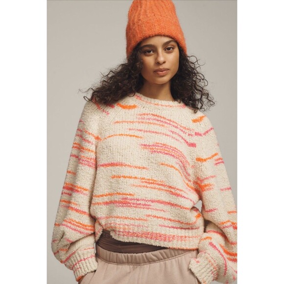 Anthropologie Pilcro Sweater Balloon Sleeve Crew Neck Comfy Boho Size XS NWT - Picture 1 of 12